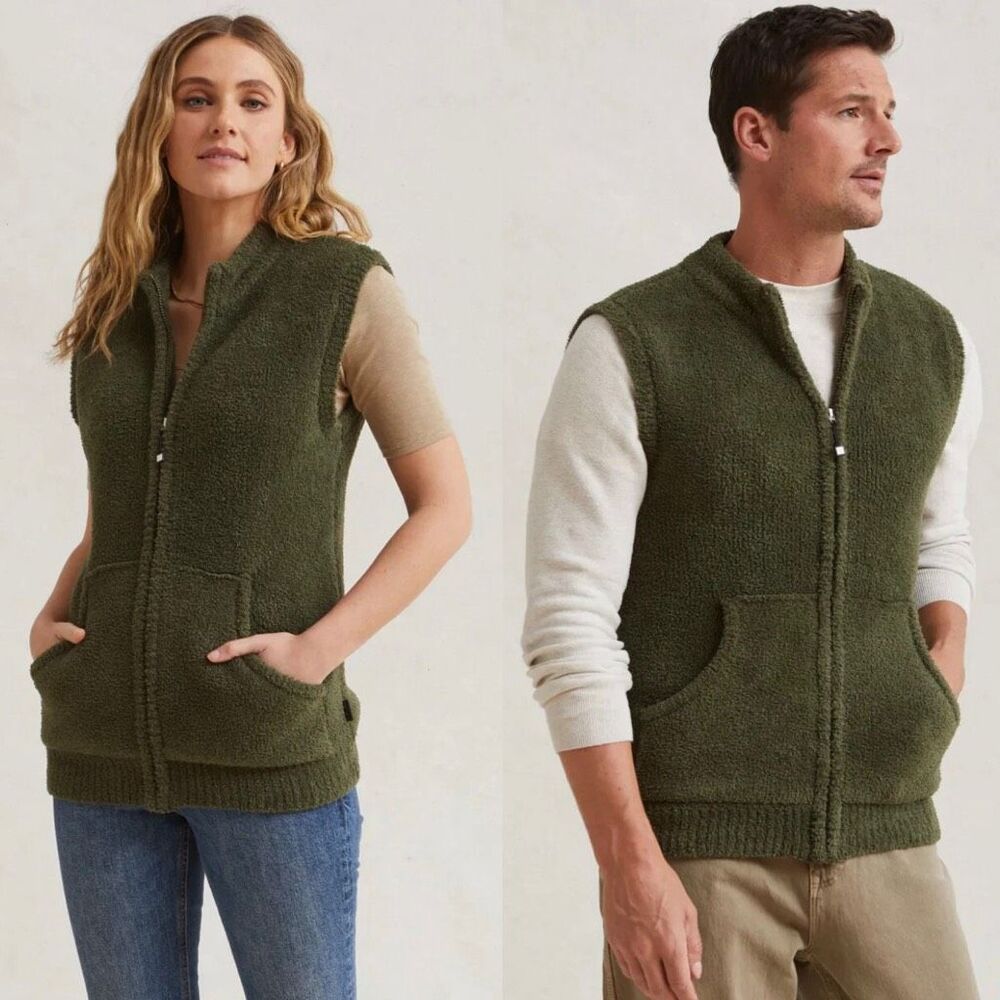 KASHWÉRE Unisex Cozy Dream Plush Knit Vest olive green XXL NWT
